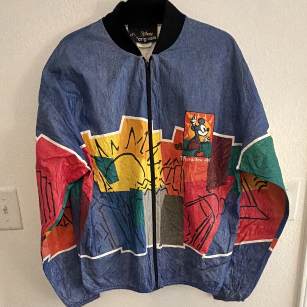 Unisex Vintage Disney Marathon Volunteer Jacket Size L Blue Full Zip